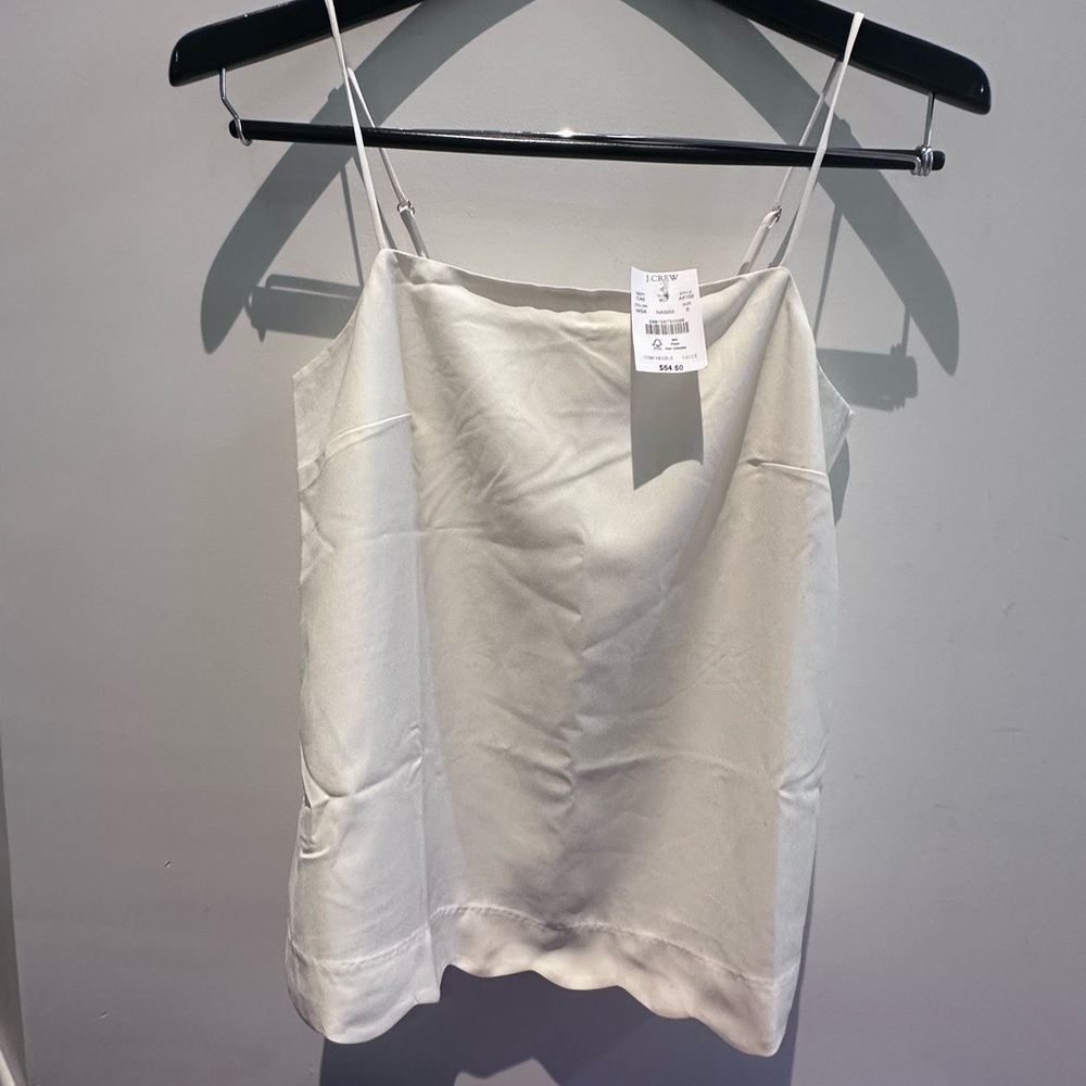 J. Crew NEW Ivory Silky Lined Camisole with Scalloped Edge Size 0
